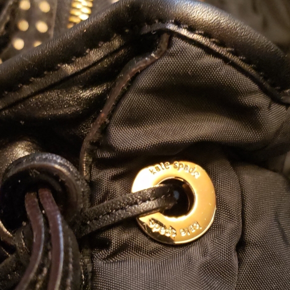 KATE SPADE black puffer tote with polka dot lining - Picture 6 of 10